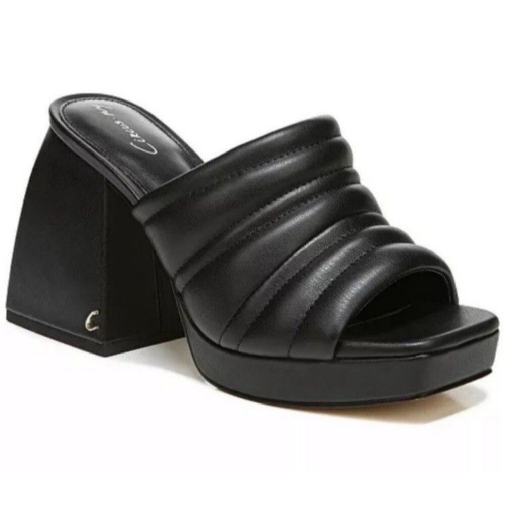 Circus by Sam Edelman Black Marlie Platform Chunky Heels Sandals Sz 9.5 Retro